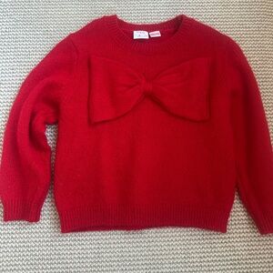 Zara Red Crew Neck Sweater with Bow